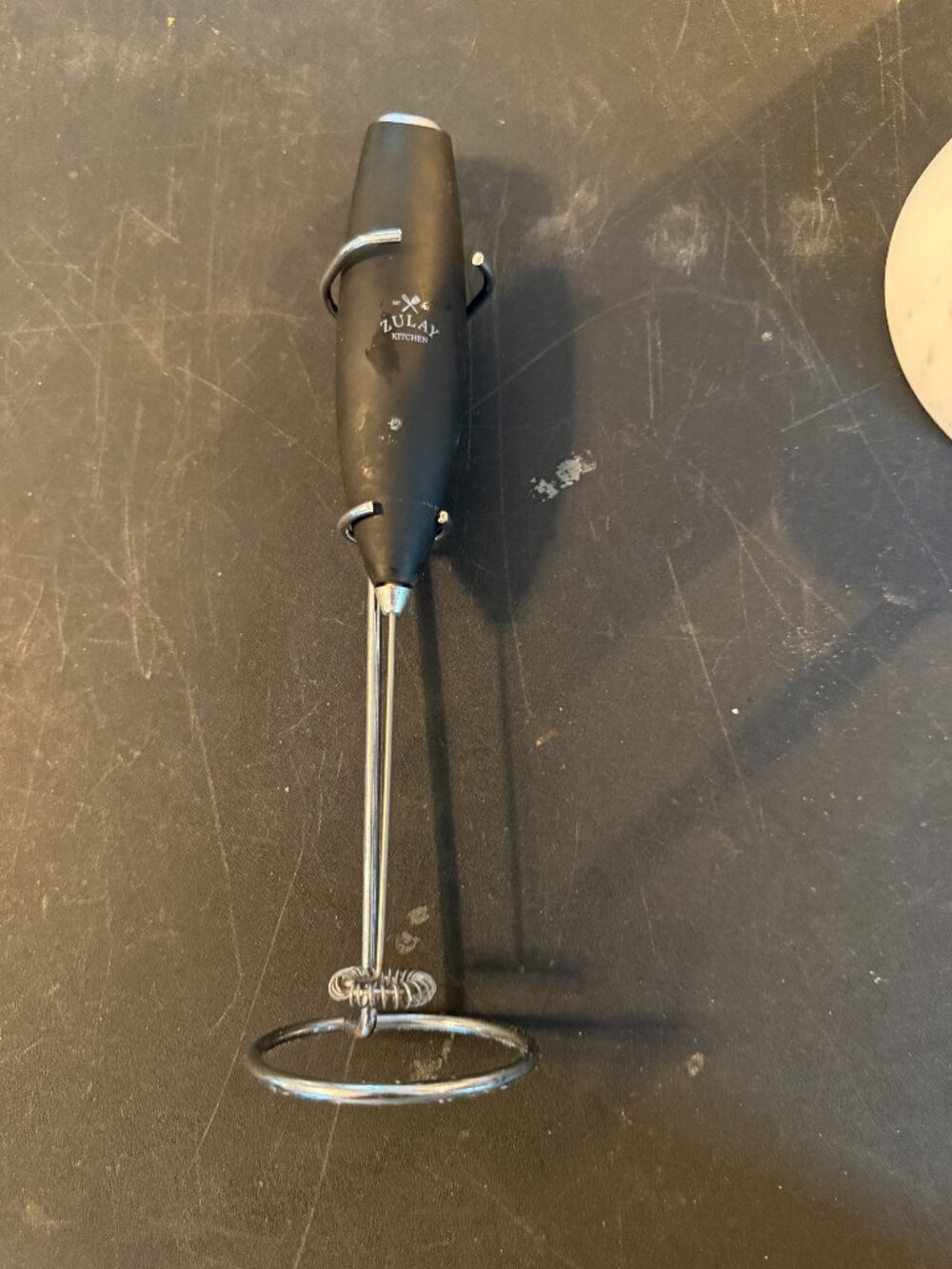 Zulay Kitchen Handheld Milk Frother Battery Operated Stainless Black (005)
